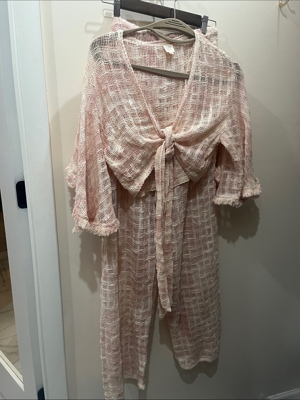 SURF GYPSY 2 Pc SET  Bathing Suit Cover Up Textured Wide-Leg